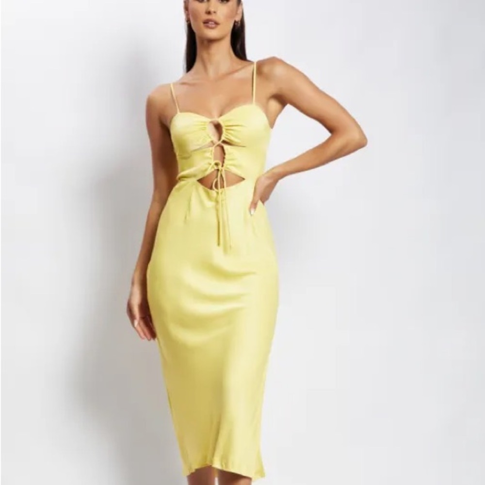 MESHKI Cassie Ruched Cut Out Maxi Dress